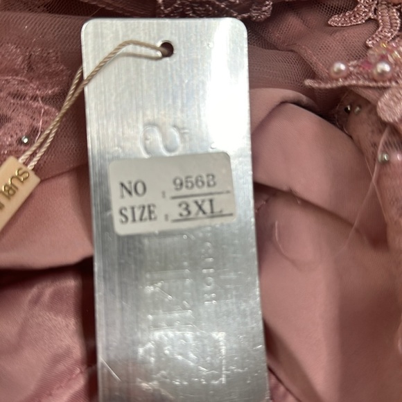 Sublime collection dusty pink beaded lace saffron maxi formal dress size L - Picture 12 of 14